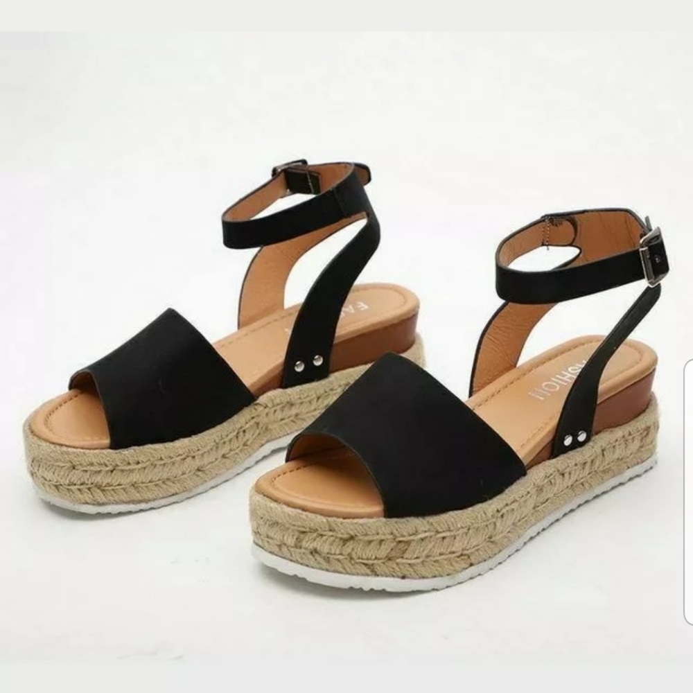 Black Ankle strap espadrilles size 9